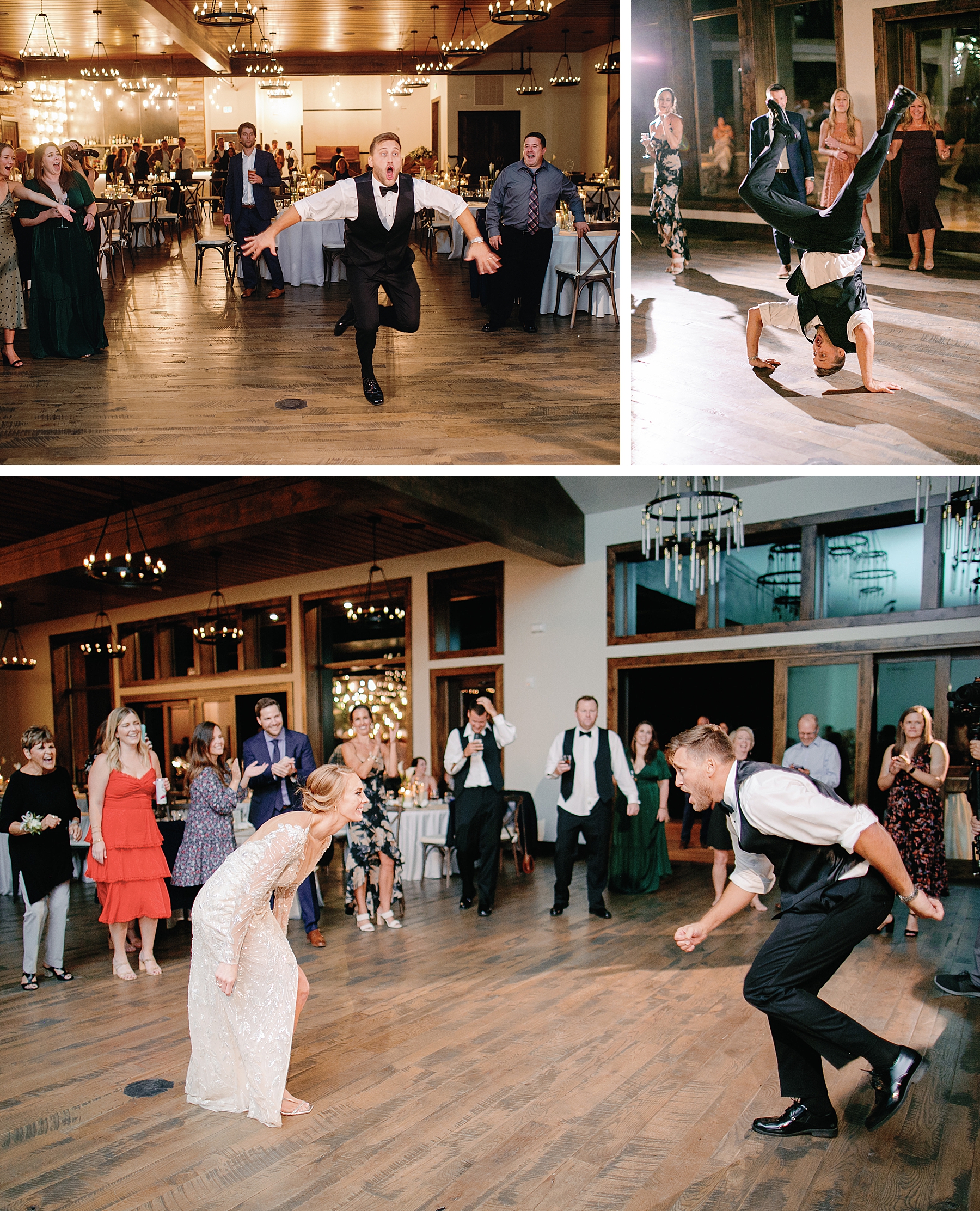 Bride and groom dancing at wedding reception at The Boulders at Black Canyon Inn