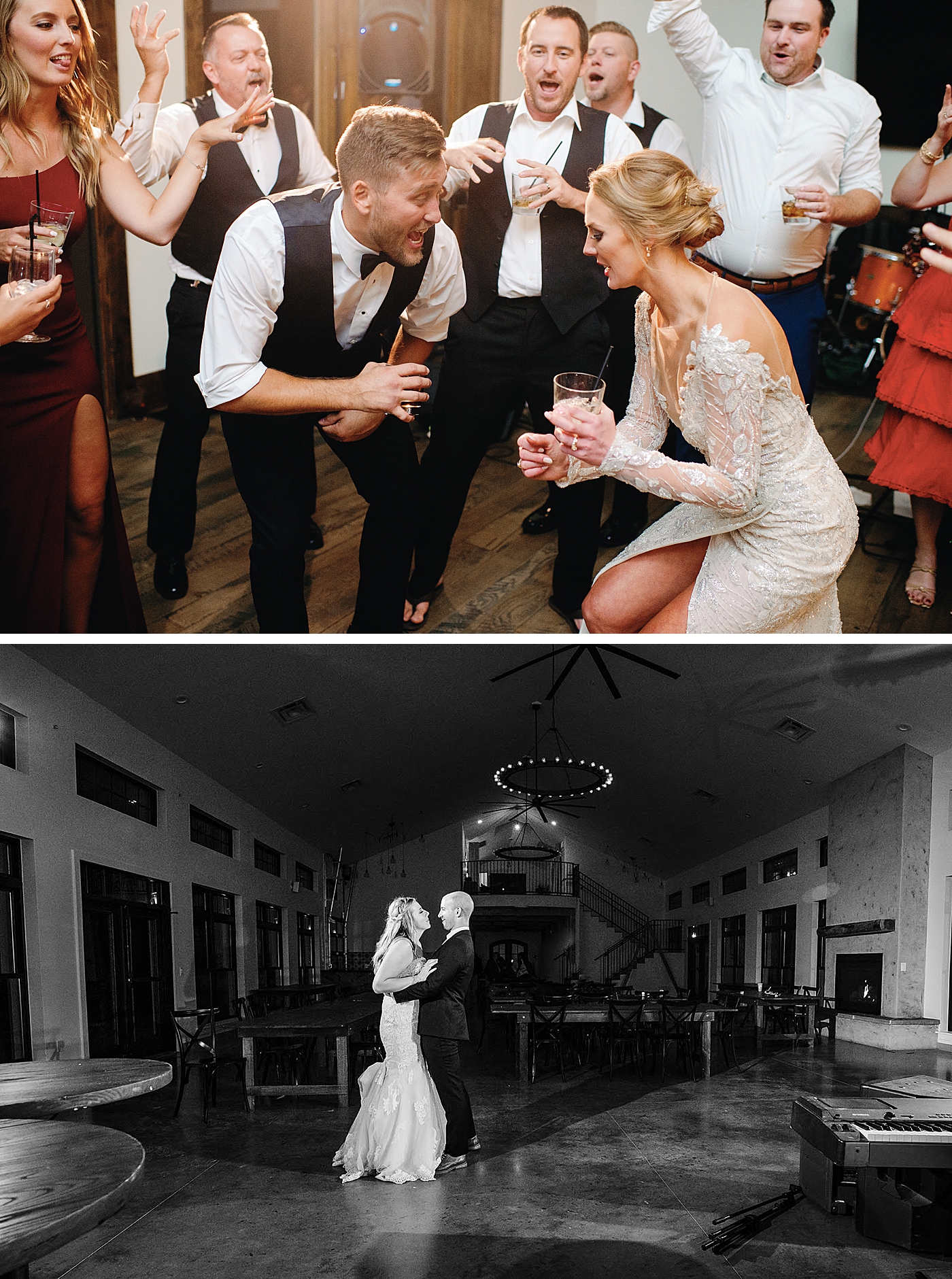 Bride and groom dancing at wedding reception with wedding guests | bride and groom having private last dance | McArthur Weddings and Events