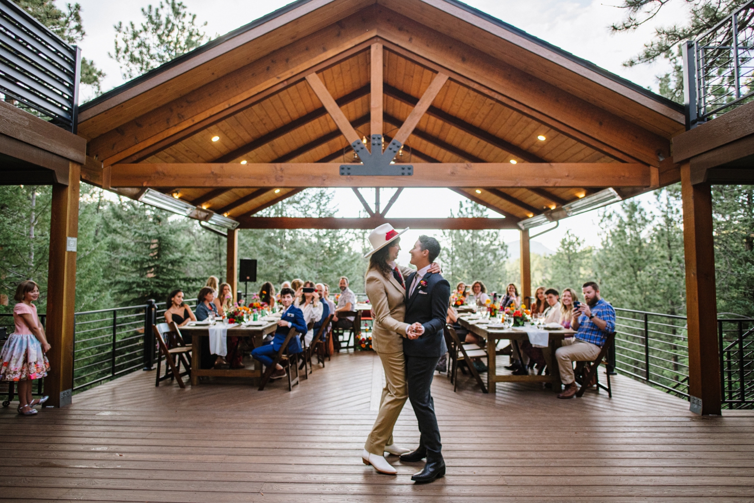 Couple sharing first dance together after LGBTQ wedding ceremony | McArthur Weddings and Events