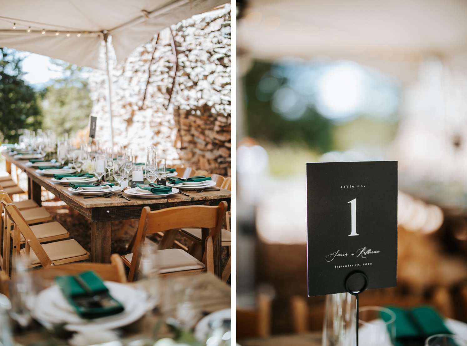 Simple and elegant reception decor with modern touches | black table number at Telluride wedding | McArthur Weddings and Events