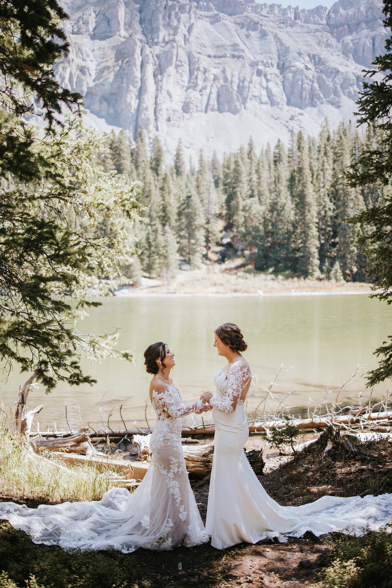 Brides seeing each other at first look | McArthur Weddings and Events