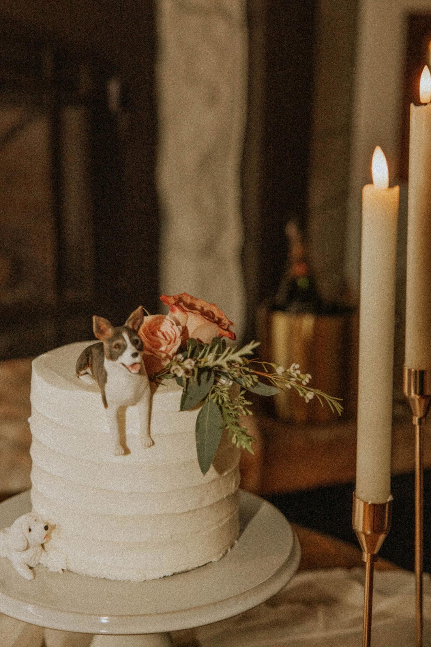 Bride and groom's dogs on wedding cake | McArthur Weddings and Events