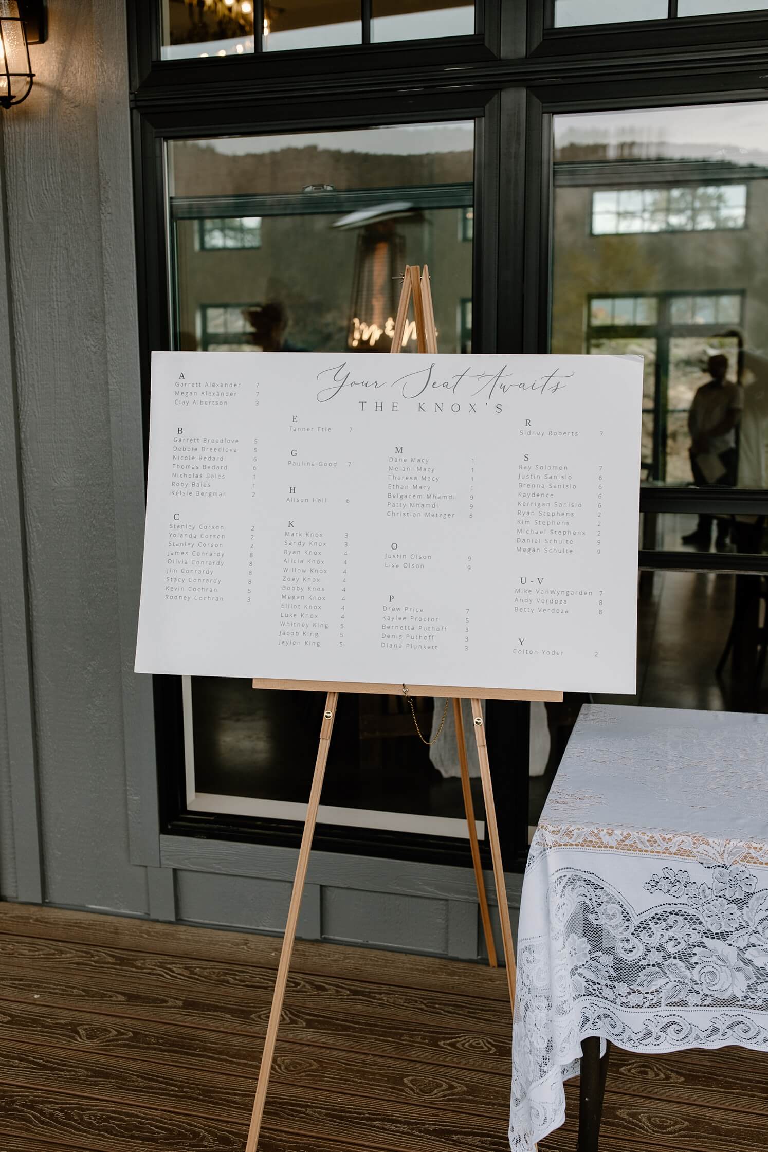 Wedding signs checklist: Wedding signs checklist: White wedding seating chart on easel | McArthur Weddings and Events
