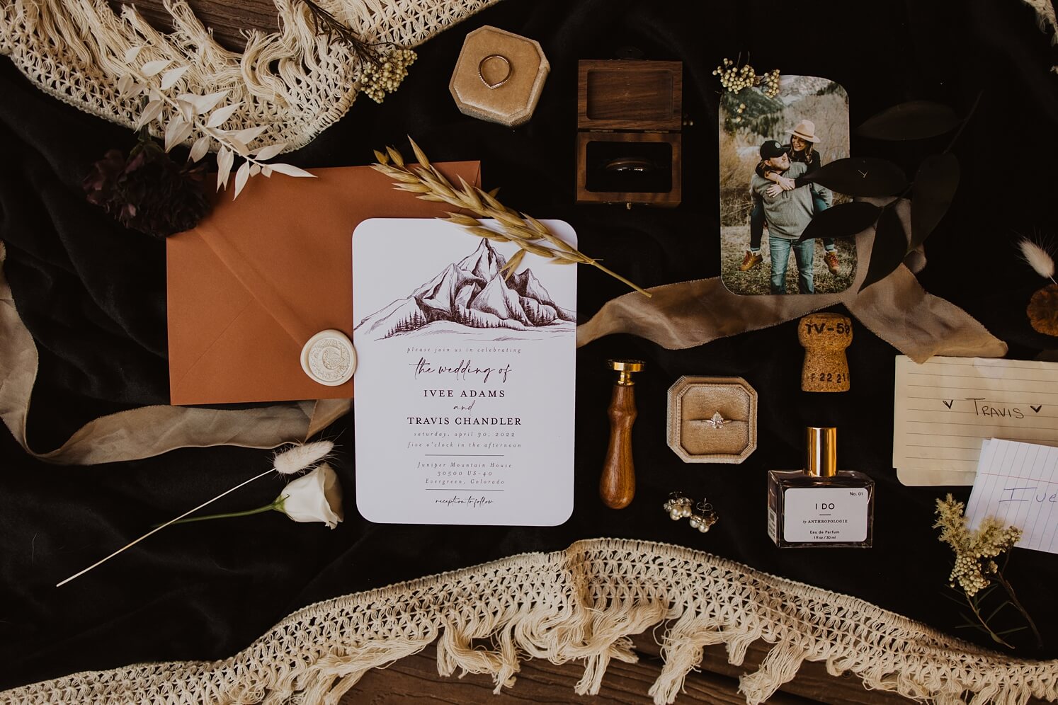 Boho invitation and wedding details | McArthur Weddings and Events