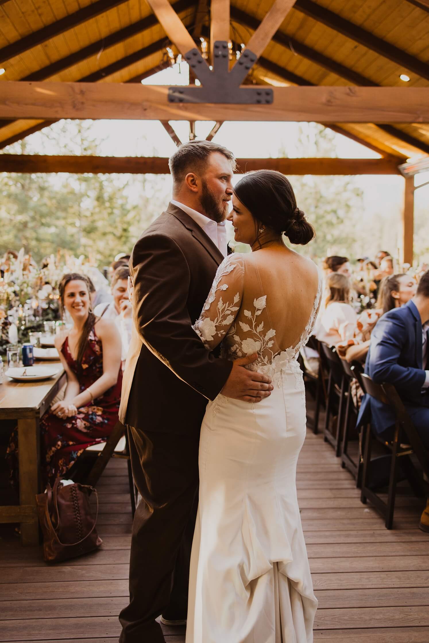 Bride and groom's first dance at Juniper Mountain House | McArthur Weddings and Events