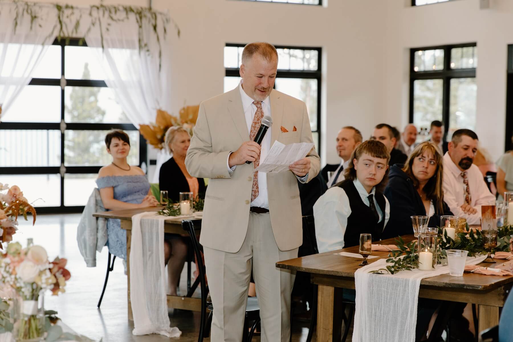 Bride's father giving speech at North Star Gatherings | McArthur Weddings and Events