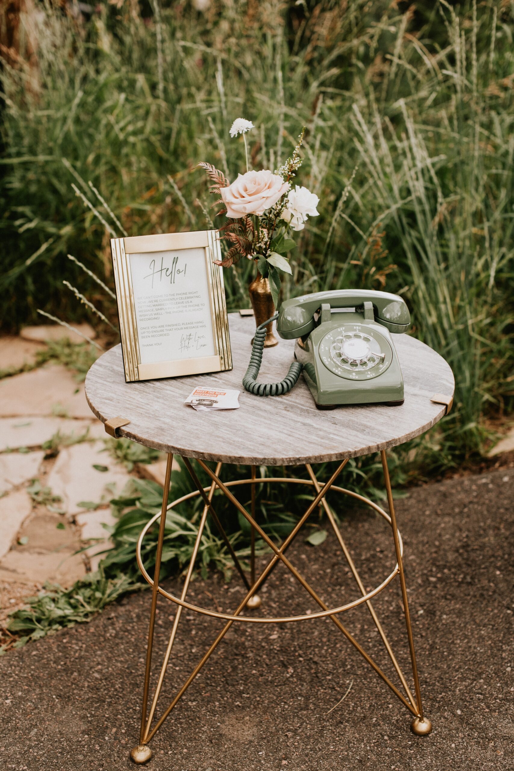 Vintage After the Tone phone on table  for wedding guest book